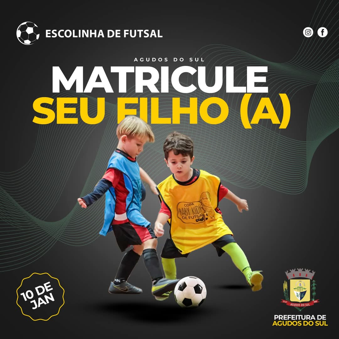 Estão abertas as Inscrições para escolinha de futsal 2025.